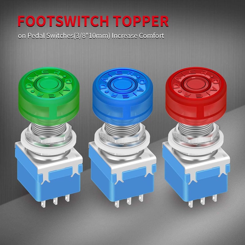 DAIERTEK Footswitch Pedal Buttons Glow in the dark, Guitar Effect Pedal Footswitch Topper 25mm Cap, Stomp Foot Switch Button Cover For 10mm Button Switch Red Green Blue -35pcs - Image 4